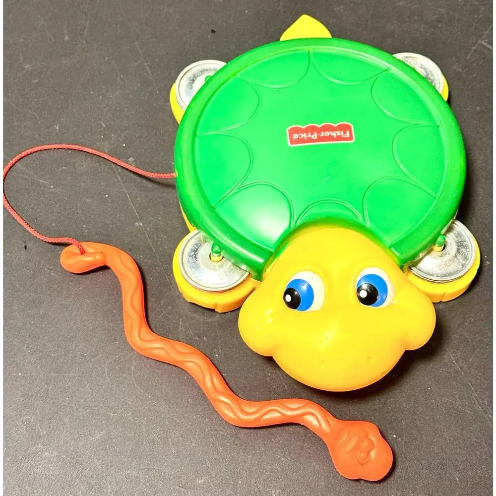 1999 Fisher Price Musical Turtle & Snake Tambourine Drum Preschool Music Toy
